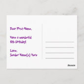 6. Geburtstag: Rosa Streifen & Herz, Regenbogen 6 Postkarte (Rückseite)