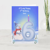 6. Geburtstag Schneemann Schnee Karte (Vorderseite)