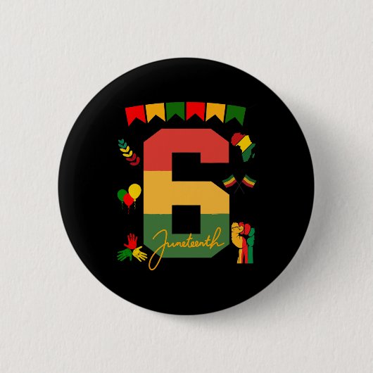 6. Geburtstag Schwarze Geschichte Jurzehnte Theme Button (Vorderseite)
