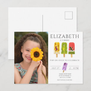6. Geburtstag Sommer Eis am Stiel Party Postkarte