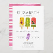 6. Geburtstag Sommer Popsiruce Eis Party Einladung (Vorne/Hinten)