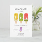 6. Geburtstag Sommer Popsiruce Eis Party Einladung (Stehend Vorderseite)