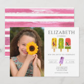 6. Geburtstag Sommer Popsiruce Eis Party Einladung (Vorne/Hinten)