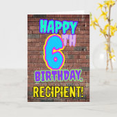 6. Geburtstag - Spaß, Urban Graffiti Inspiriert Lo Karte (Gelbe Blume)