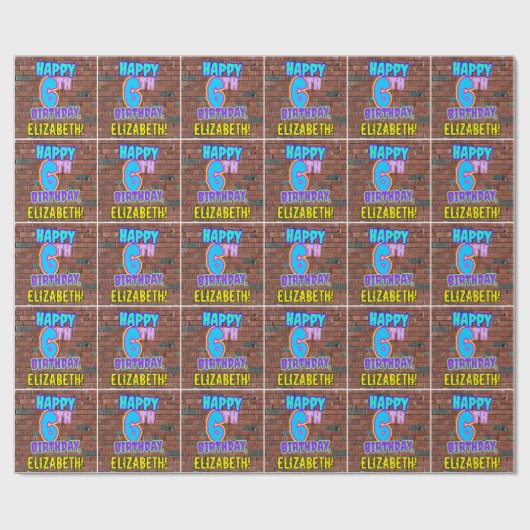 6. Geburtstag: Spaß, Urban Graffiti Inspiriert Loo Geschenkpapier (Flach)