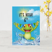 6. Geburtstag Springfrosch im Wasser Karte (Gelbe Blume)