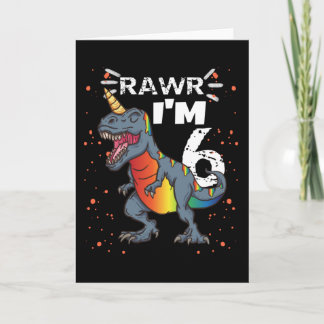 6. Geburtstag T Rex Dinosaurier Karte