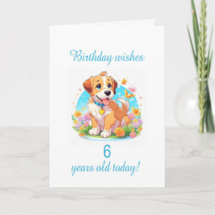 6. Geburtstag Welpenhund Karte