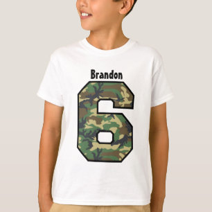 6. Geburtstags-Jungen-Camouflage-vierjährlicher T-Shirt