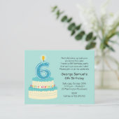 6. Geburtstags-Kuchen-Einladung Einladung (Stehend Vorderseite)