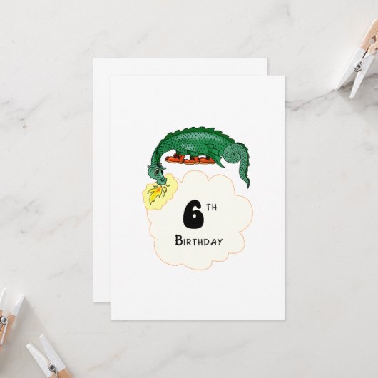 6. Geburtstagsdrache Karte (Vorderseite/Rückseite Beispiel)