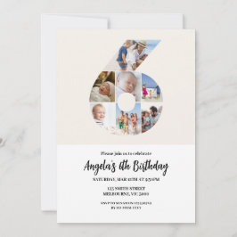 6. Geburtstagseinladung Minimalistisch - Nummer 6 Einladung