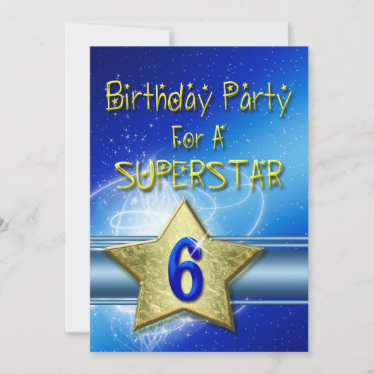6. Geburtstagsfeier Einladung für einen Superstar. (Vorderseite)