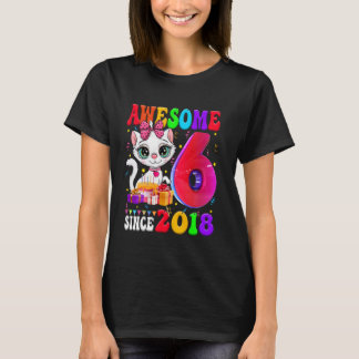 6. Geburtstagsfeier Mädchen Süße Katze 6 Jahre Alt T-Shirt