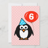 6. Geburtstagsfeier mit lustigem Pinguin Einladung (Rückseite)