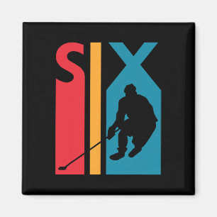 6. Geburtstagsgeschenk Sechs Vintage-Hockey-Geburt Magnet