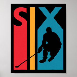 6. Geburtstagsgeschenk Sechs Vintage-Hockey-Geburt Poster