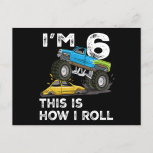6. Geburtstagsgeschenke ich bin 6 So Roll Monste Postkarte