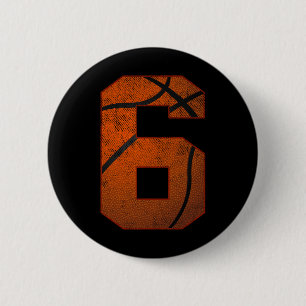 6. Geburtstagsparty 6 Jahre alter Basketballtag Button
