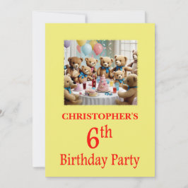 6. Geburtstagsparty Einladung Teddy Bears Party
