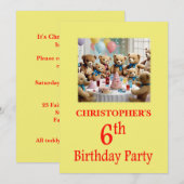 6. Geburtstagsparty Einladung Teddy Bears Party (Vorne/Hinten)