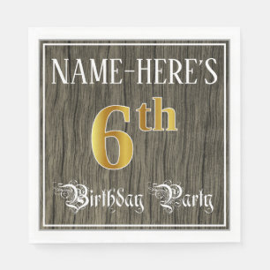 6. Geburtstagsparty - Imitate Gold & Imitate Wood  Serviette