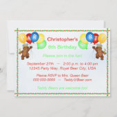 6. Geburtstagsparty Royal Teddy Bear Einladung (Rückseite)