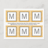 6 Gefälligkeitsmarken Gelbgraue Zickzack Bezeichnu Postkarte (Vorderseite)