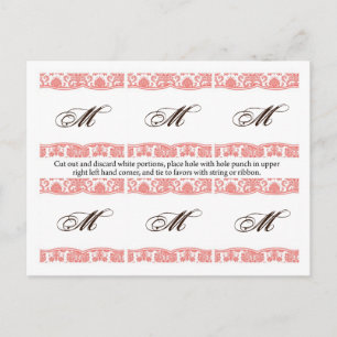 6 Gefälligkeitsmarken Korallenweiße Damask Spitzen Postkarte