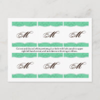 6 Gefälligkeitstriche Minze White Damask Lace Prin