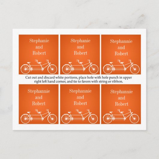6 Gefälligkeitstriche Whimsical Orange Doppelfahrr Postkarte (Vorderseite)