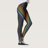 6 Glitzer-Regenbogen in Schwarz auf Shiny Black LG Leggings (Rechts)