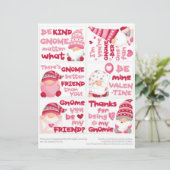 6 Gnome Kids Classroom Valentine Day Cards Briefbogen (Stehend Vorderseite)