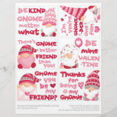 6 Gnome Kids Classroom Valentine Day Cards Briefbogen (Vorderseite)