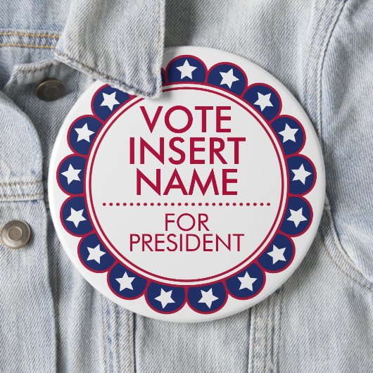 6" Großer benutzerdefinierter Knopf für Wahlkampag Button (Beispiel)