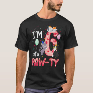 6 H Birthday Girl Cat Kitten 6 Jahre Altes tagsübe T-Shirt