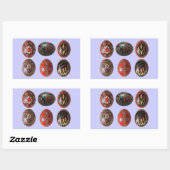 6 handgemalte ukrainische Ostereier Rechteckiger Aufkleber (Blatt)