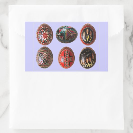 6 handgemalte ukrainische Ostereier Rechteckiger Aufkleber (Tasche)