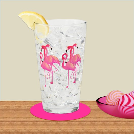 6 Hellrosa Flamingos Glas