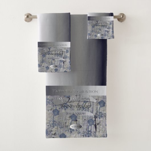 6. Hochzeitsjubiläum Zucker und Eisenhandtuch Badhandtuch Set (Insitu)