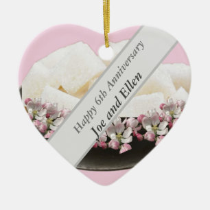 6. Hochzeitstag, Eisen und Zucker Keramik Ornament
