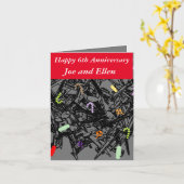 6. Hochzeitstag, Nägel und Bonbons, Karte (Gelbe Blume)