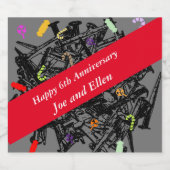 6. Hochzeitstag, Nägel und Bonbons Schaumweinetikett (Einzelnes Label)