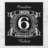 6. Hochzeitstag Not leidendes Wappen Weinetikett (Einzelnes Label)