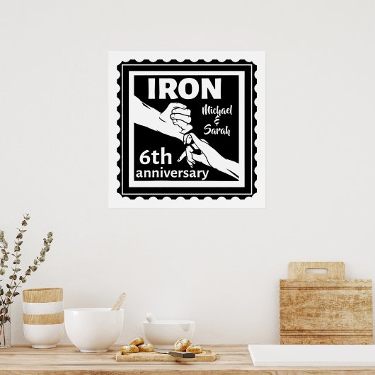 6. Hochzeitstag traditionelles Geschenk Eisen Poster (Küche)