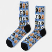 6 Hunde, 6 Namen, Hunde Foto - Personalisiert blau Socken (Linkes Detail)