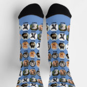 6 Hunde, 6 Namen, Hunde Foto - Personalisiert blau Socken (Oben)