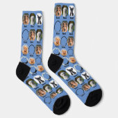 6 Hunde, 6 Namen, Hunde Foto - Personalisiert blau Socken (Rechts)