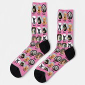6 Hunde, 6 Namen, Hunde Foto - Personalisiert rosa Socken (Linkes Detail)