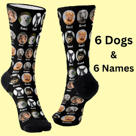6 Hunde, 6 Namen, Hunde Foto - Personalisiert Schw Socken